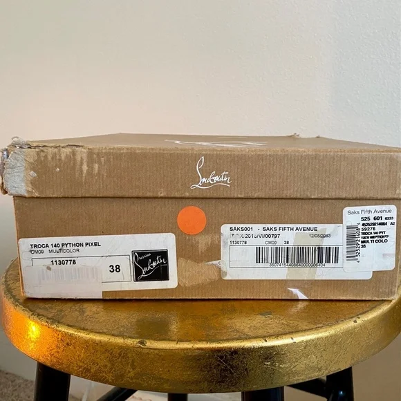 Excellent Christian Louboutin Troca 140 Python Pixel - Red Bottoms Size EU 38 - Picture 12 of 16